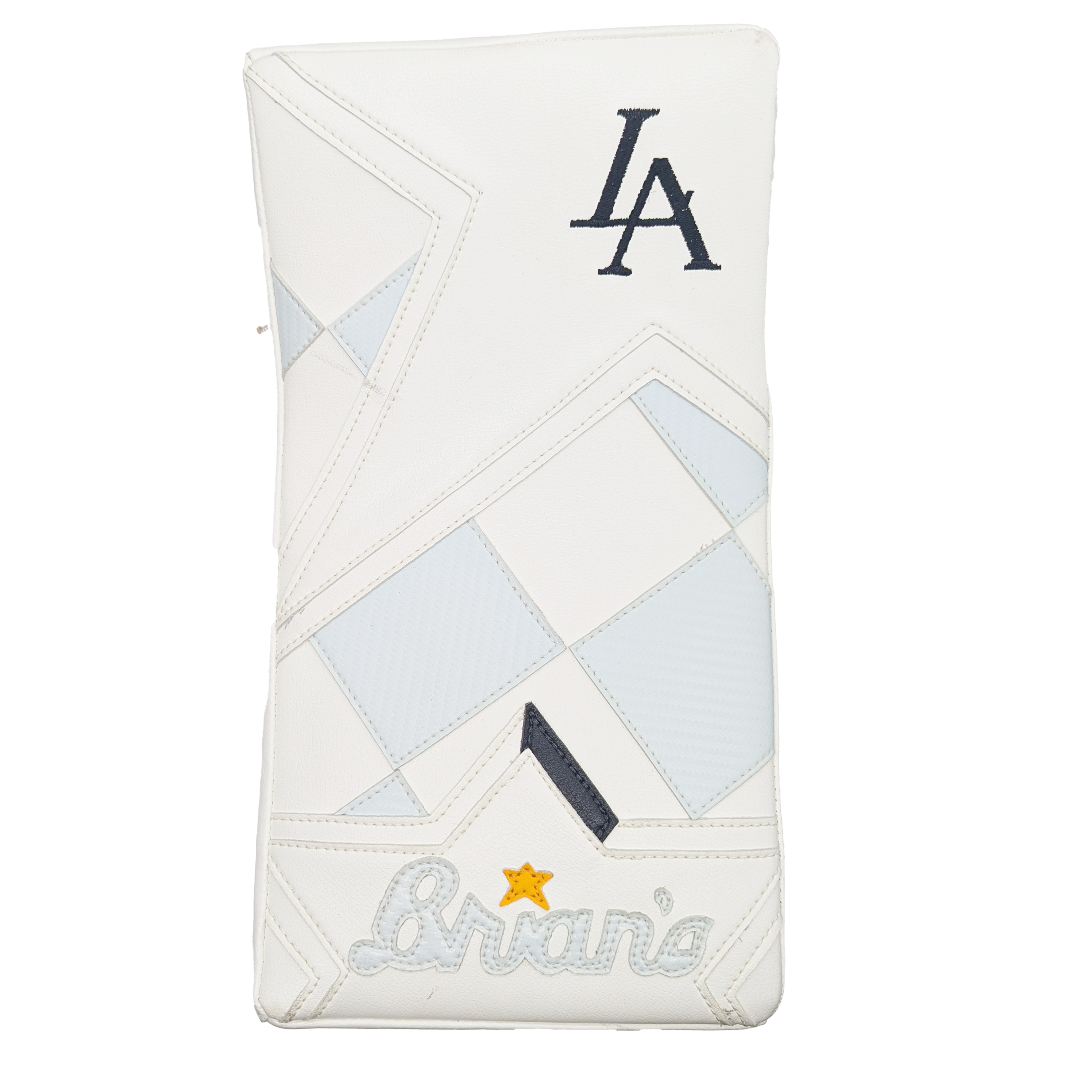 Bloqueur de gardien de but personnalisé de Brian - AHL Pro Stock (blanc/noir/argent)